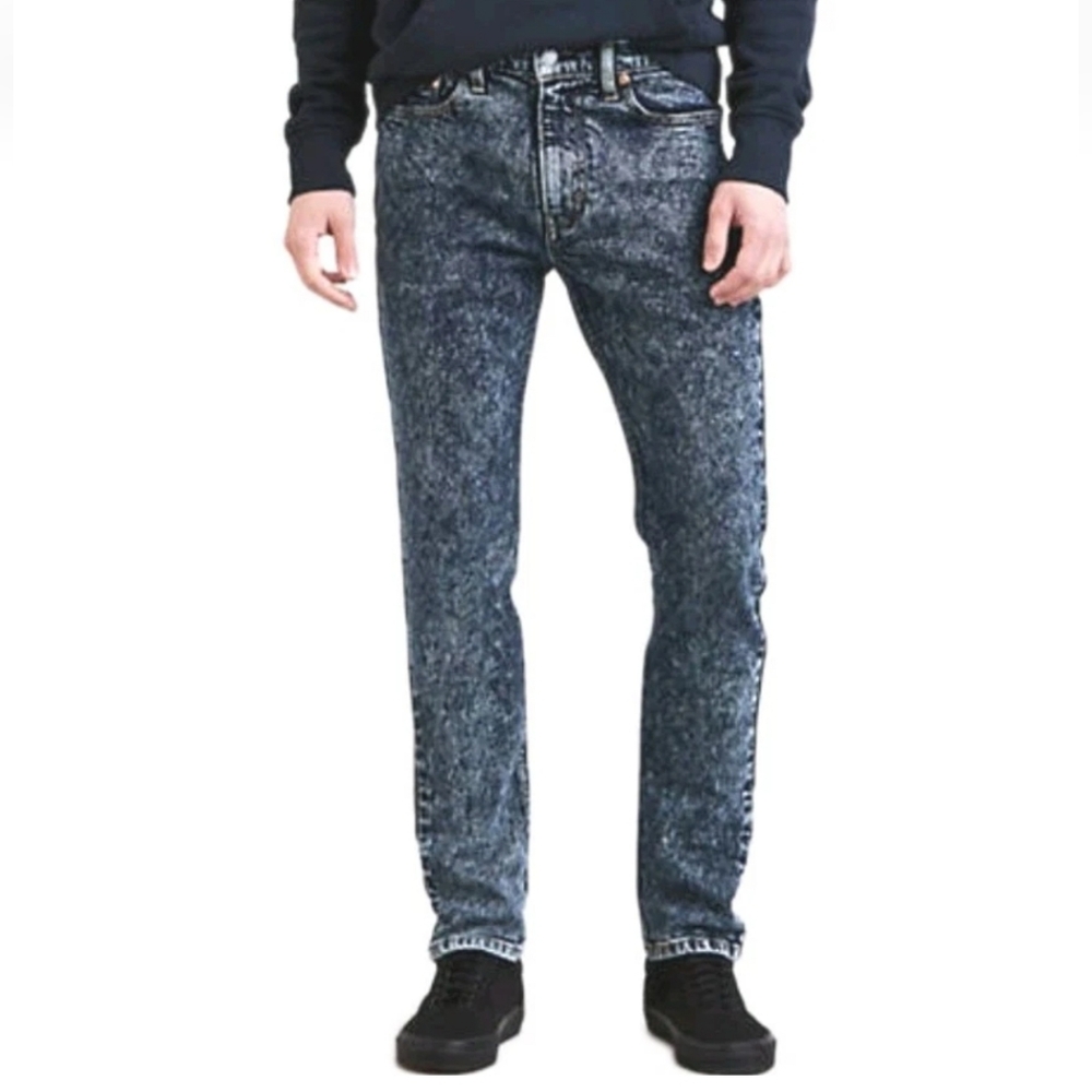 Levi's 510 Skinny Jeans Men 27 X 30 Indigo Dark Blue Acid Wash Stretch Denim Nwt